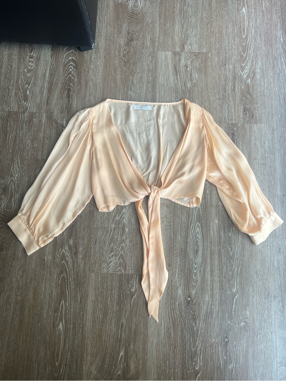 Carolina K Silk Tie Front Blouse Top Peach Size XS